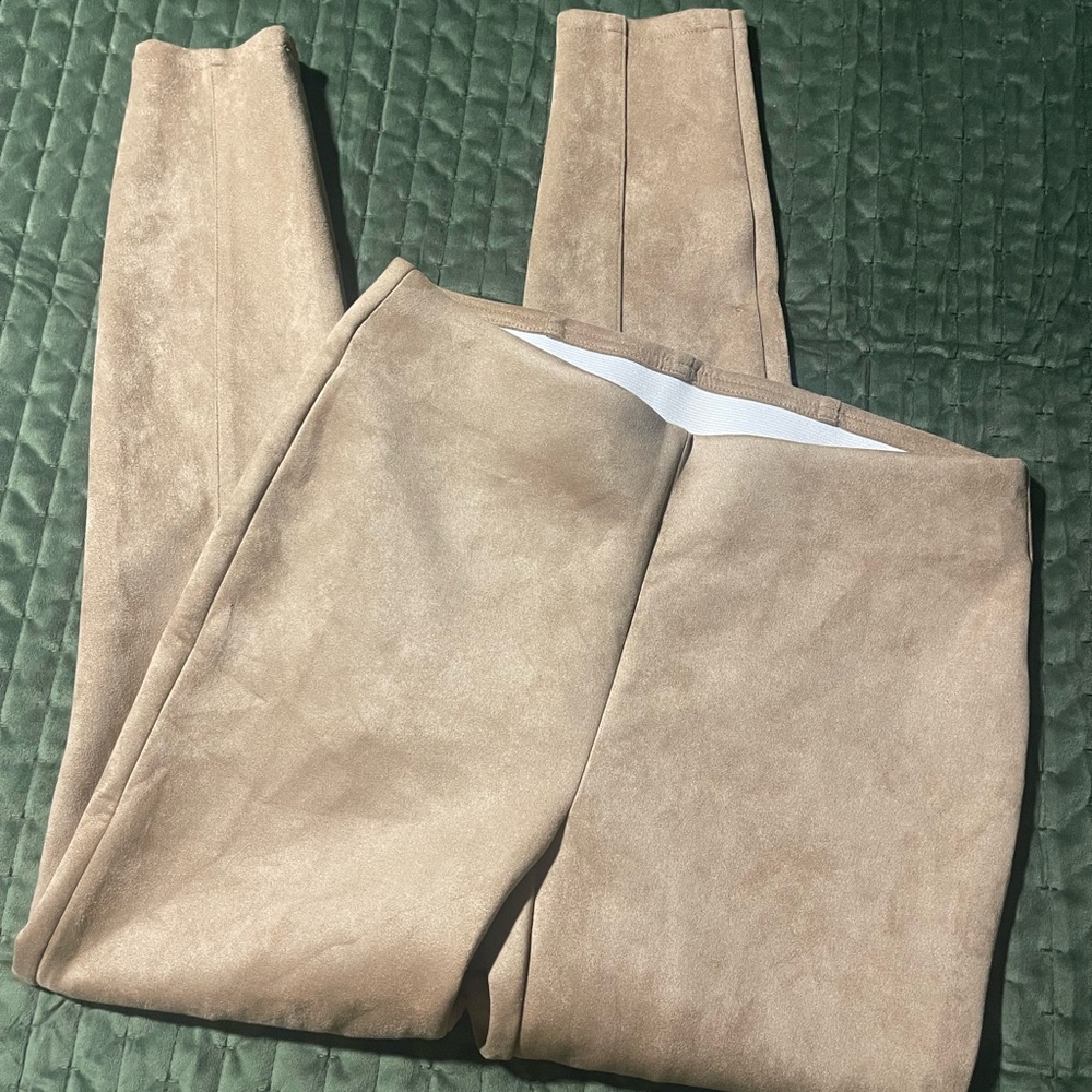 Chico's pull on faux suede tan leggings pants size US 4, Chico's size 0